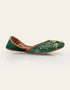 Banafsha Green Leather Khussa with Hand Embroidery – Essence by Rubina